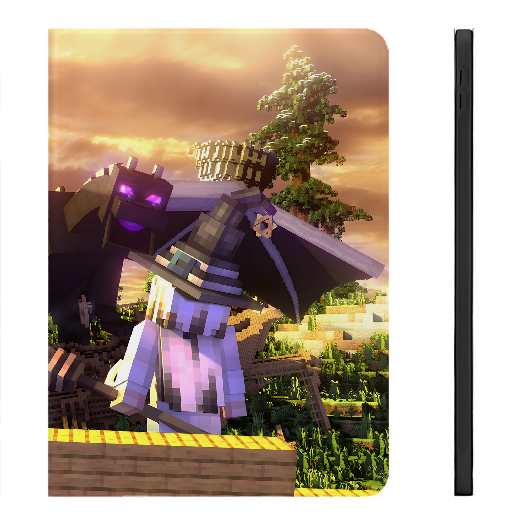 （画像用） マインクラフト ブロックの世界 Minecraft MC Block world IPadケース ペンホルダー付き ブックスタイルデザイン